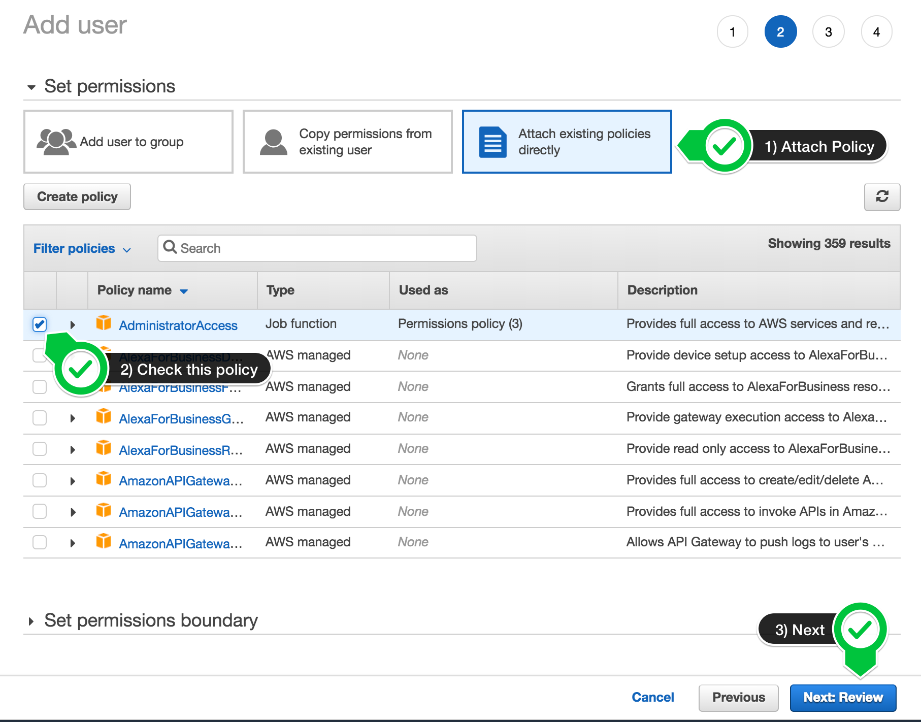 AWS IAM 2 Attach Policy
