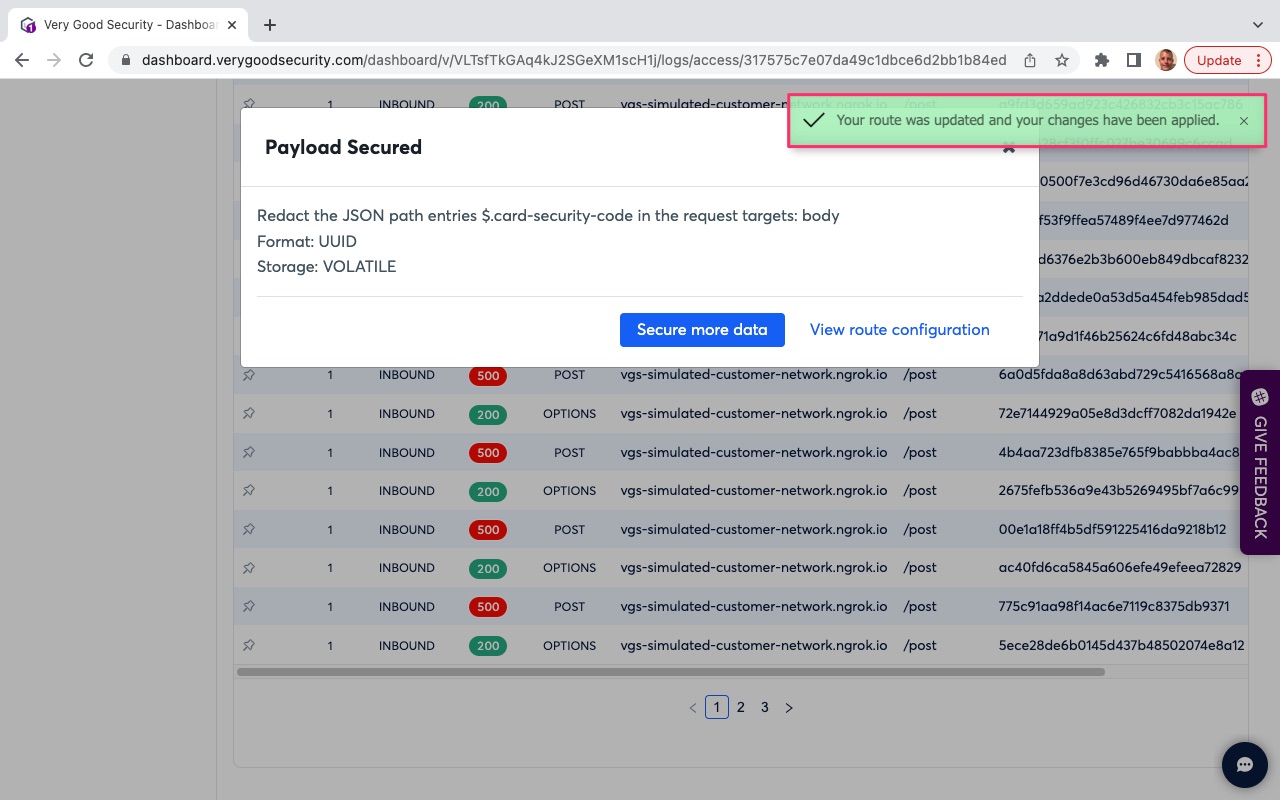 VGS Payload Logs